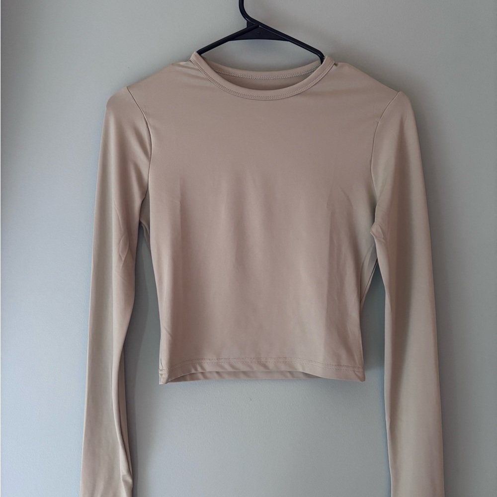 Chic Light Green Long Sleeve Women's Top Stretch Size Small